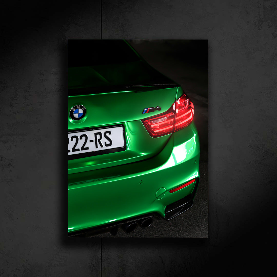 BMW M4 Green LED Poster